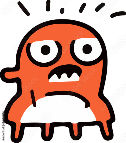 A playful and cute cartoon monster with a wavy outline and a big, infectious smile, perfect for children's themes.