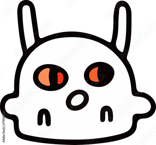 A playful and cute cartoon monster with a wavy outline and a big, infectious smile, perfect for children's themes.