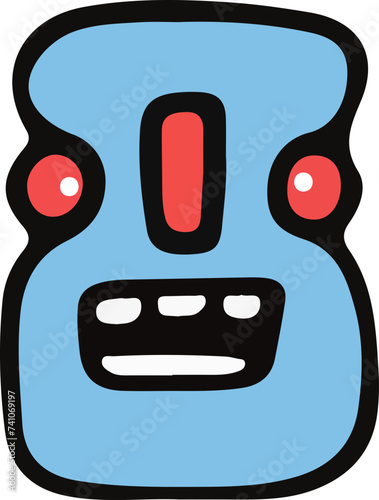 A playful and cute cartoon monster with a wavy outline and a big, infectious smile, perfect for children's themes.
