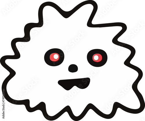 A playful and cute cartoon monster with a wavy outline and a big, infectious smile, perfect for children's themes.
