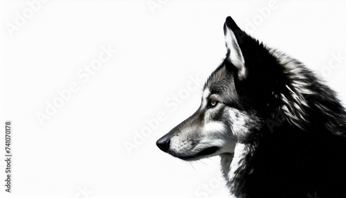 abstract white background on the right bottom corner has a wolf-dog 