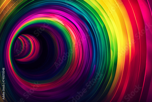 Abstract rainbow colors twisted in spiral tunnel. Illustration
