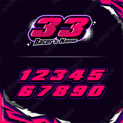 vector racing numbers for drag motorbikes and cars