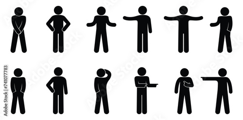man icon, people standing, basic poses and gestures