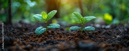 Planting Trees In A Local Park To Improve The Background photo