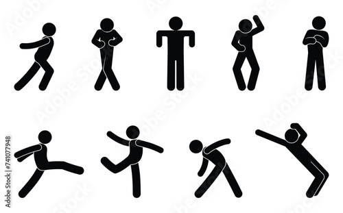 people icons set, dancing man
