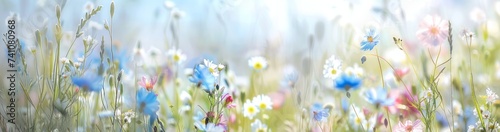 bright flower field on a sunny day Generative AI © SKIMP Art