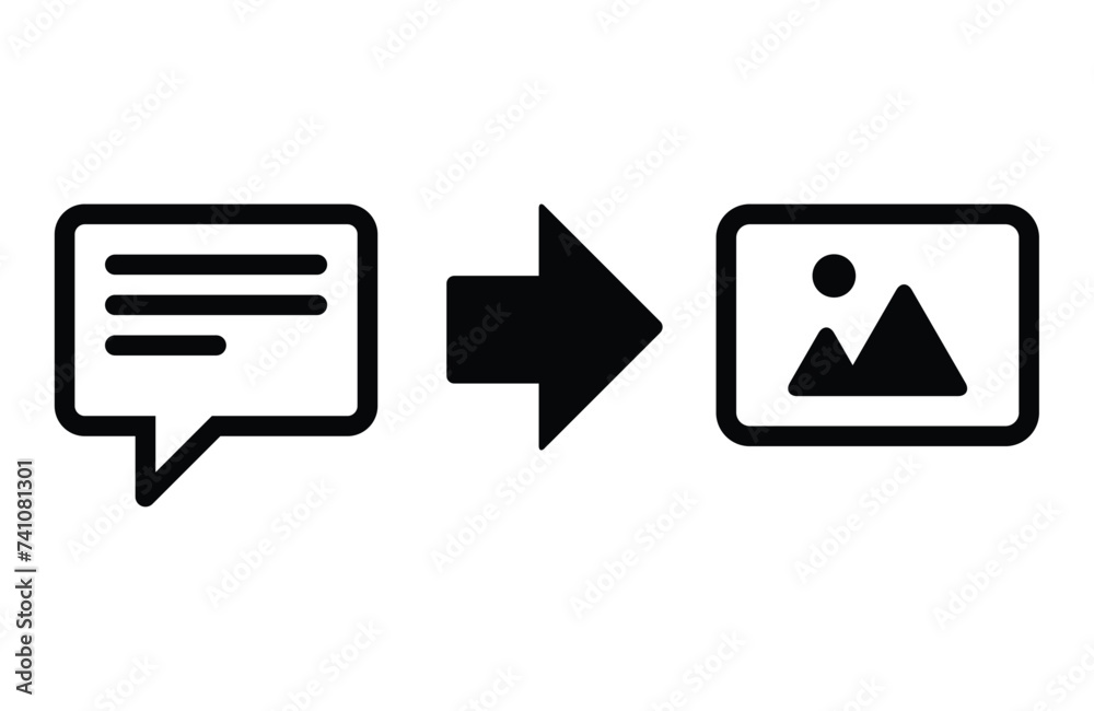 Text to image generative AI model flat vector icon for apps and websites Text to image generative AI model flat vector icon for apps and websites