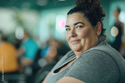 Fat Woman Enjoying Workout