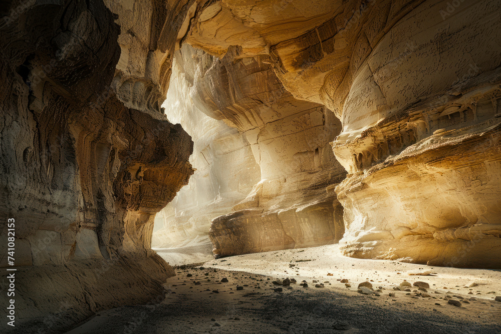 Majestic rock formations rise from the desert floor, sculpted by wind and time.