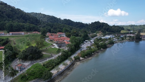 Lumut  Malaysia - February 16 2024  Aerial View of the Lumut Waterfront and Marina Island