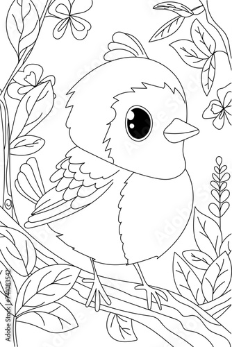 Book Coloring For Kids, Little Bird Page Coloring For Preschoolers, Sparrow photo