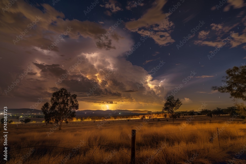 Fototapeta premium Electric moment in the sky: a captivating display, Generative AI
