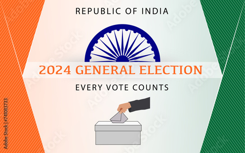 India general election poster, India Elections, Election banner for 2024, India election campaign poster	 photo