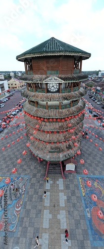 Teluk Intan, Malaysia - February 16 2024: Aerial View of the Leaning Tower of Teluk Intan photo