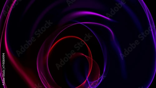 Abstract, fluid, wavy and colorful rays seamless loop animation. Modern and contemporary feel in 4K. Glowing with subtle movement with shades of red, magenta, purple, pink, black