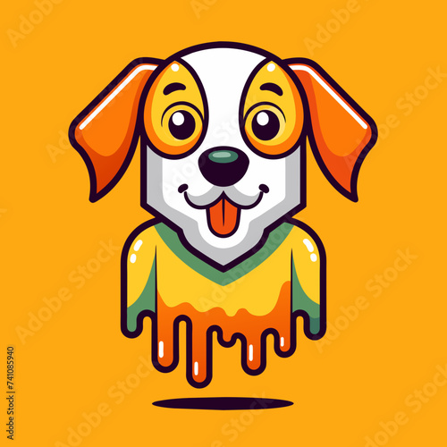 Surreal Melting Dog T-Shirt Design  Vector Graphic for Print on Demand