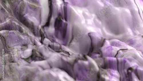 Vibrant, colorful, fluid and wavy abstract paint seamless loop animation. Modern and contemporary style in 4K with shades of purple, pink, white, black, magenta