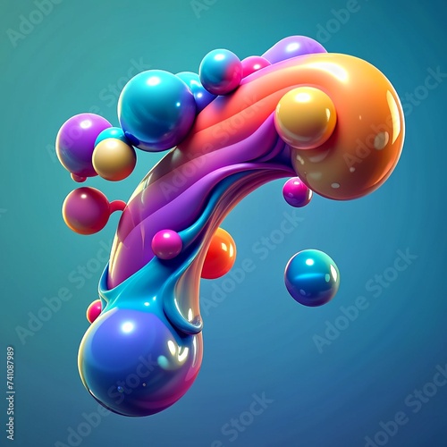 3d render of a close up of and colorful liquid abstract shape photo