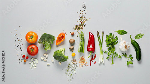 Légumes vue de dessus sur fond blanc photo