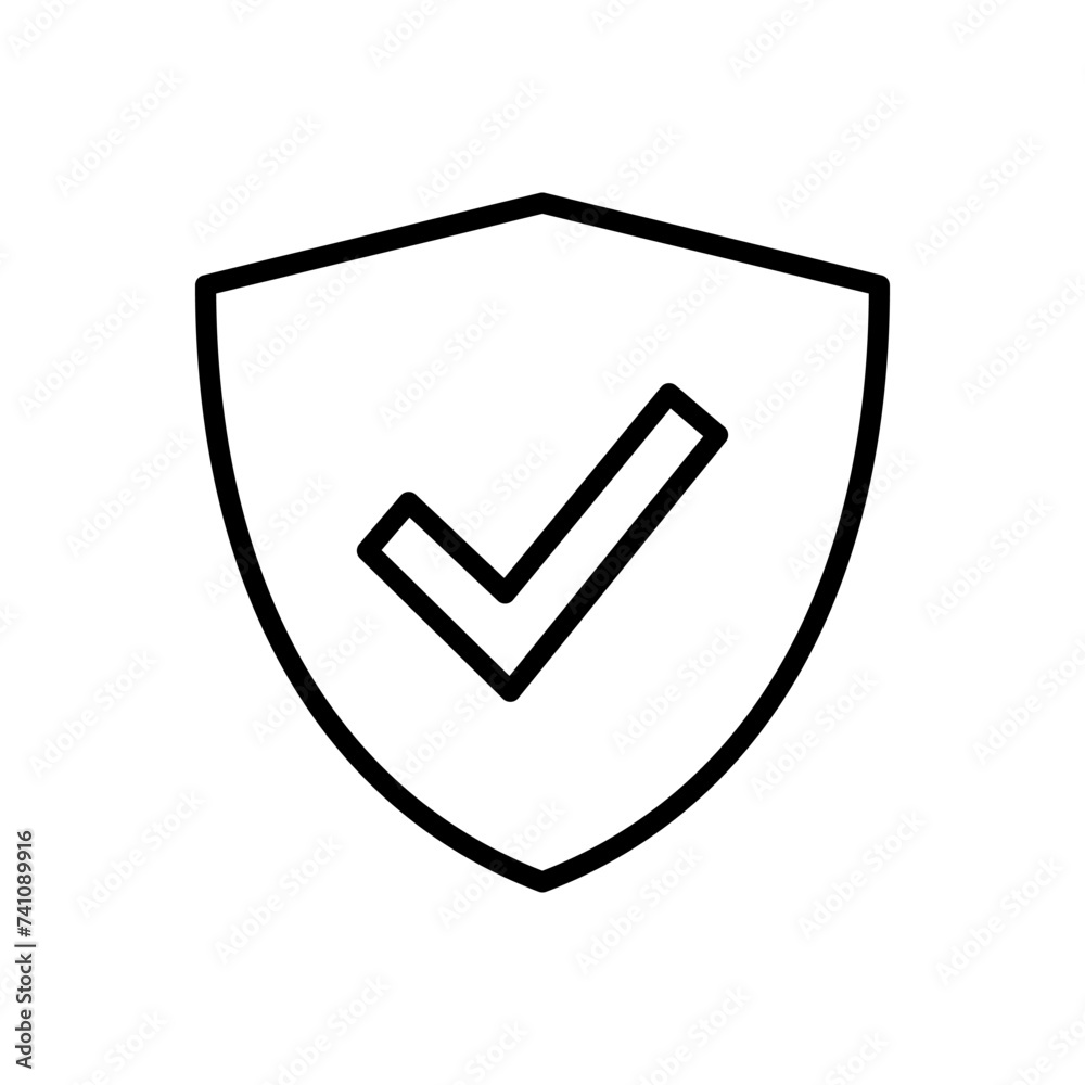 Shield check mark icon vector. Protection approve sign. Safe icon vector Shield check mark icon vector. Protection approve sign. Safe icon vector