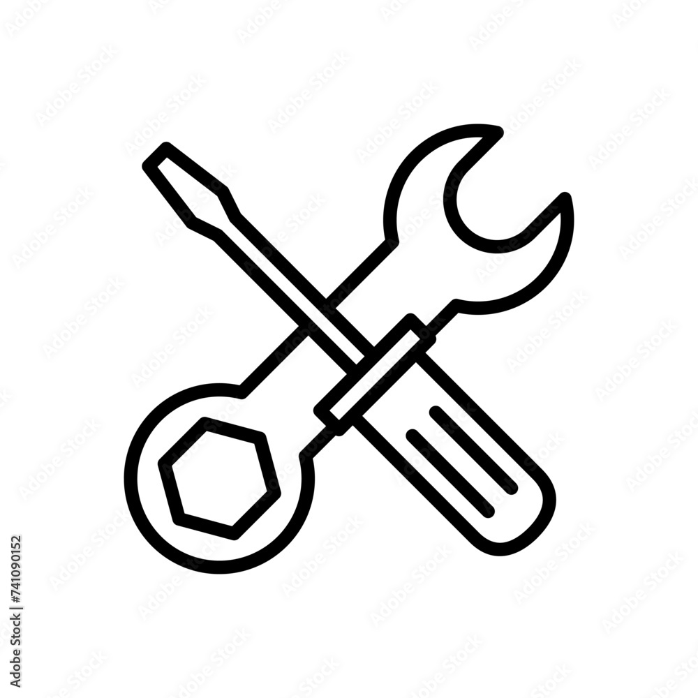 Repair tools icon vector. tool icon vector. setting icon vector. Wrench and screwdriver. support, Service Repair tools icon vector. tool icon vector. setting icon vector. Wrench and screwdriver. support, Service