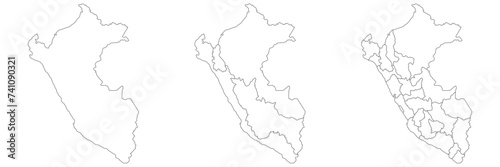 Peru map. Map of Peru in white set