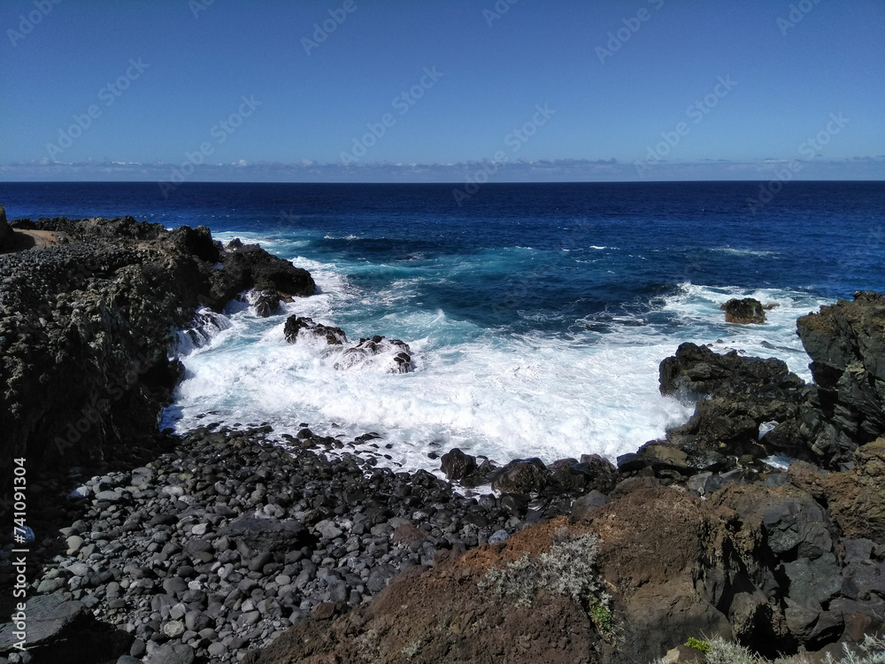 Buenavista del Norte, coastal panorama with path at the edge of the ocean