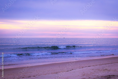 Sunset at the beach in a winter day. Sunset in the portuguese beach of Cacela Velha  Algarve - Portugal 