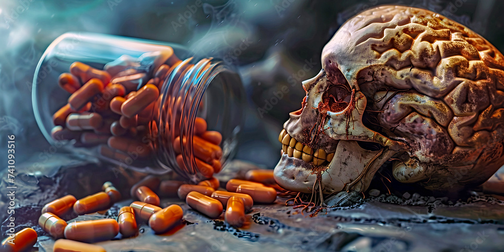 Death of you, medicine and drugs, ai generated. - obrazy, fototapety, plakaty 