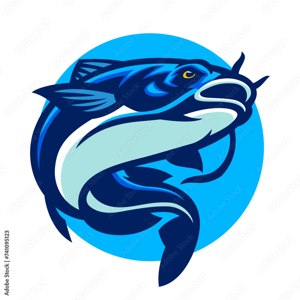 Catfish Fishing Logo Club Mascot Logo Design Catfish Fishing Logo Club Mascot Logo Design