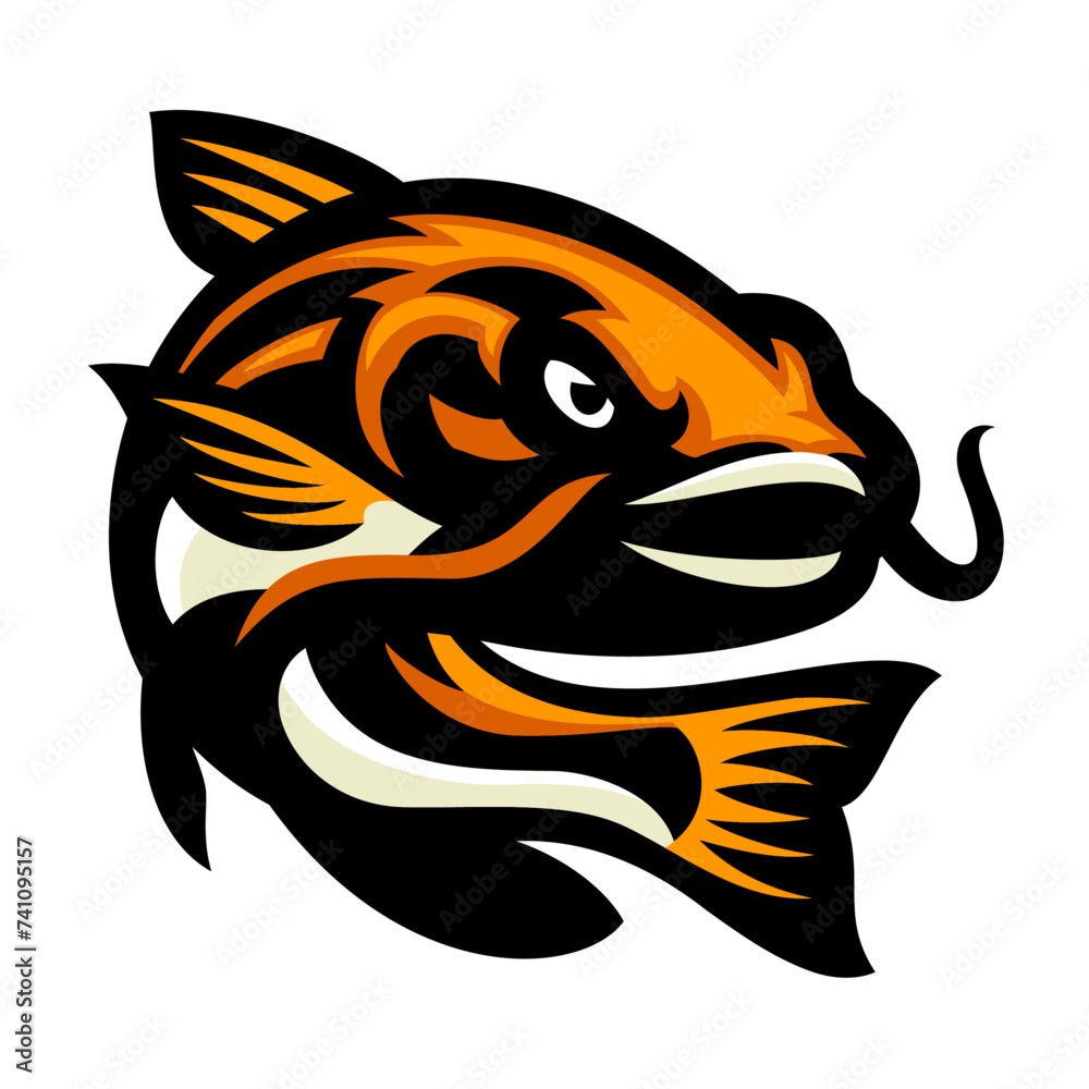 Catfish Mascot Logo Design Vector Illustration