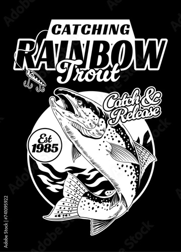 Rainbow Trout Fish Fishing Shirt Design Vintage