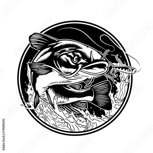 Vintage Shirt Design of Big Catfish Fishing