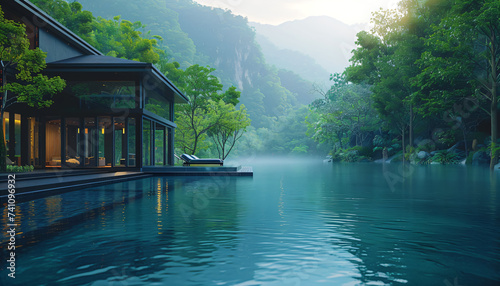 a beautiful landscape architecture in a green nature