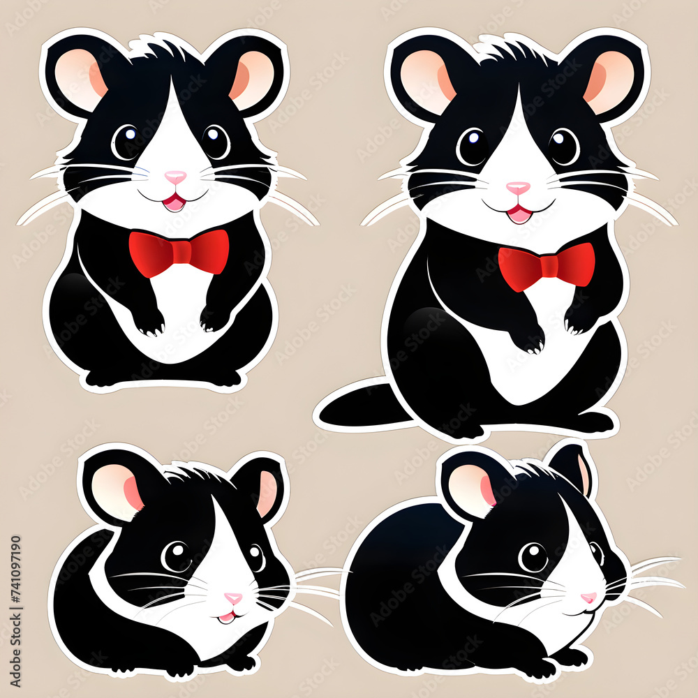 Fototapeta premium Enchanting Expressions: Captivating Baby Hamster's Variety of Adorable Faces.(Generative AI)