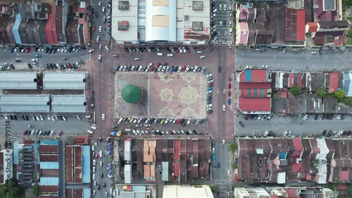 Teluk Intan, Malaysia - February 16 2024: Aerial View of the Leaning Tower of Teluk Intan photo