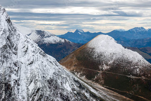 The view from a hiking trail to Nid d’Aigle from Les Houches, late October, Massif du Mont Blank, Alps, France