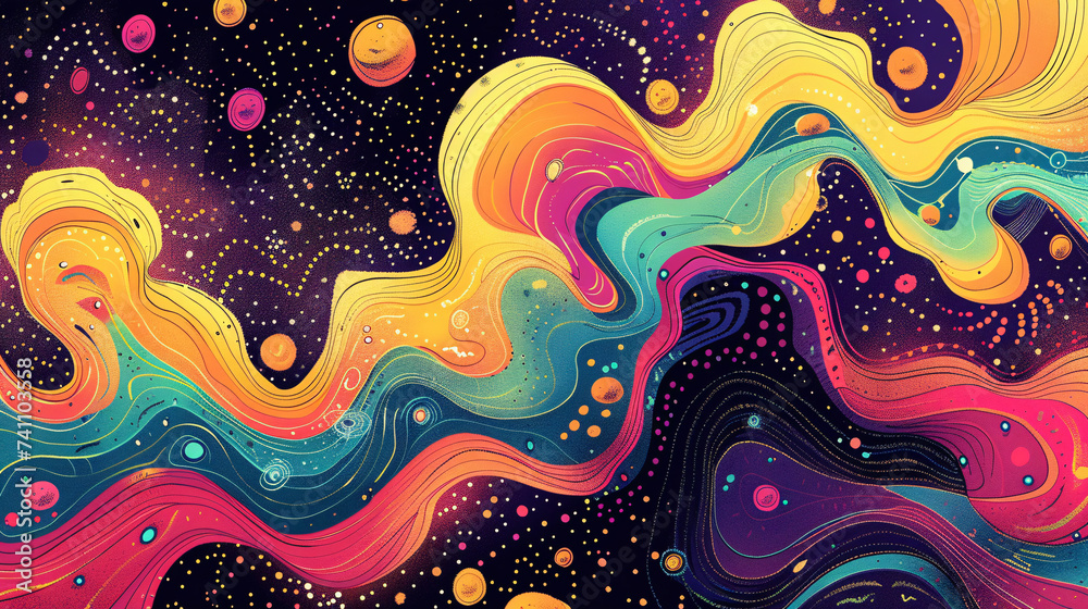 Monochrome Psychedelia Retro Groovy Waves. Monochrome Psychedelia Retro Groovy Waves.