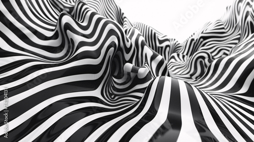 Monochrome Retro Groovy Psychedelic Waves.