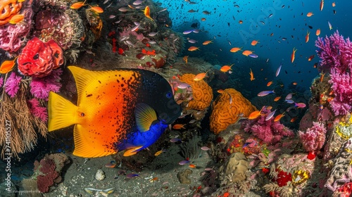 Colorful fish gracefully swim among vibrant coral formations in crystal clear tropical waters.