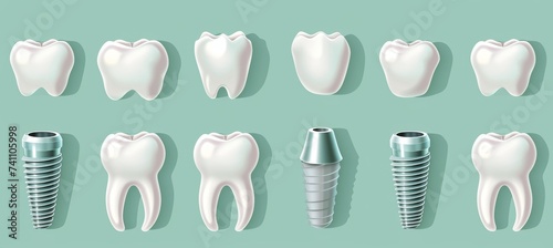 Step by step guide for tooth implant procedure with space for informative text descriptions
