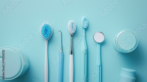 Dental tools isolated on blue background