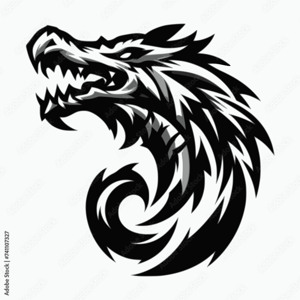 Crocodile Stylized. Menacing Stylized Creature. A Textless Logo with a White Background