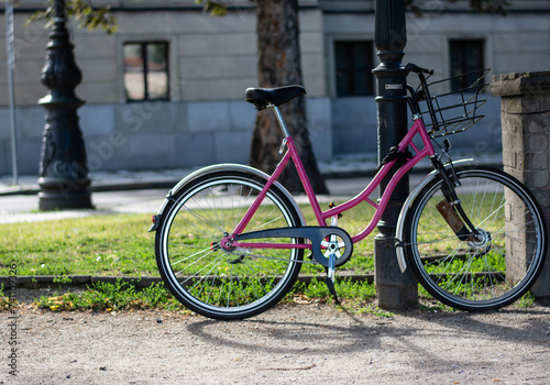Photography A pink city bike