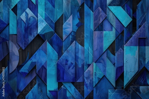 Illustration of Indigo and blue colored geometric shapes pattern representing abstract background