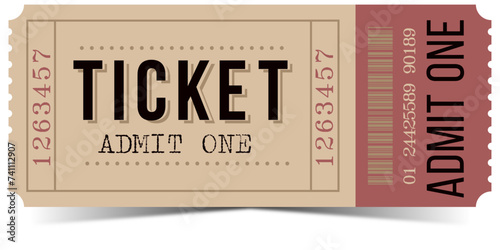 Ticket admit one retro template photo