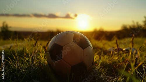 Soccer Ball Resting on Lush Green Field