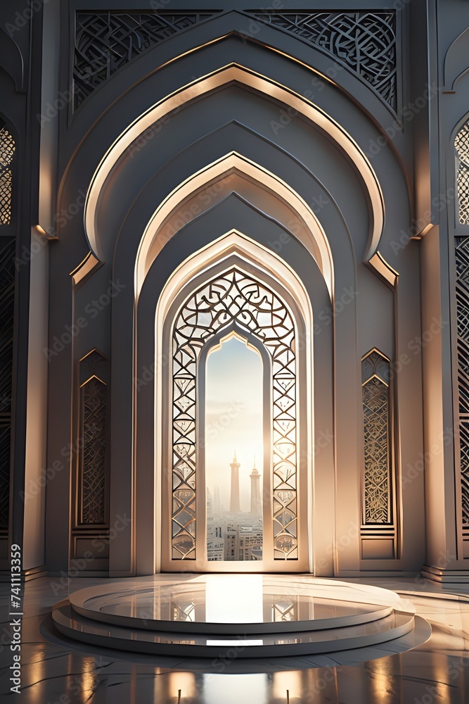 Fototapeta premium islamic ramadan podium with arabic style made with Generative AI