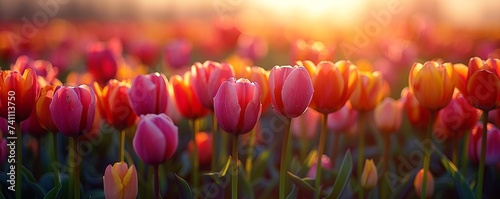 A Field Of Blooming Tulips Symbolizing The Arrival Background photo